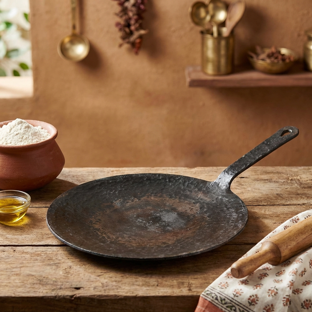 Hand-beaten Iron Tawa
